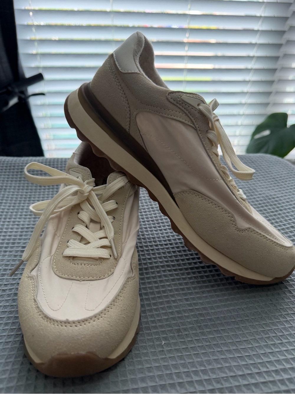 Men's Neutral Beige Lace-Up Sneakers - Lightweight Comfort